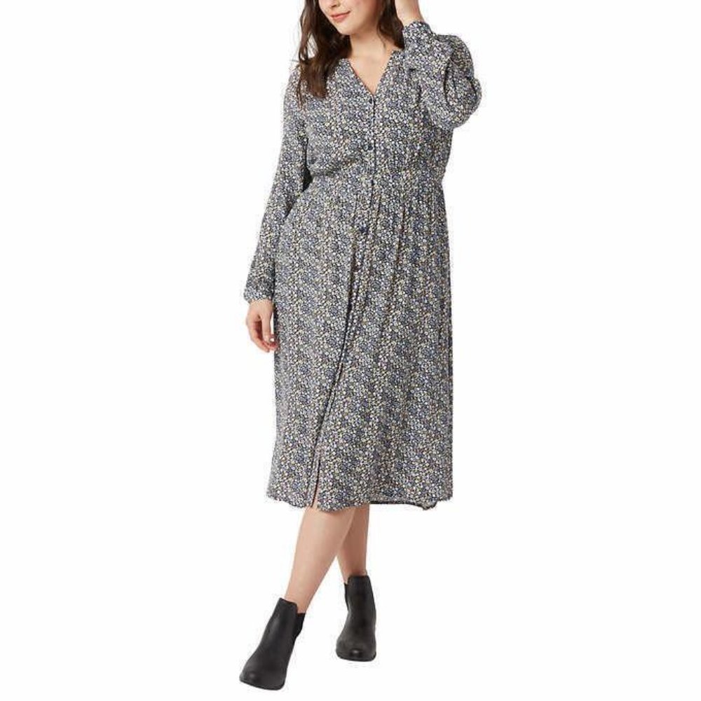 NWT Chaps Womes Midi Floral Flowy Lightweight Dress Blue Floral Size S $60 EE145